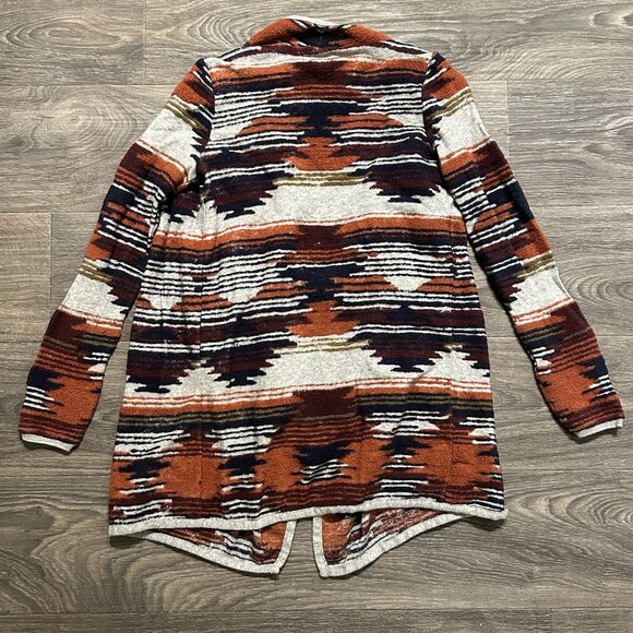 Lucky Brand Size Small Aztec Open Drape Cardigan Sweater Multicolor Knit Texture - Picture 3 of 9